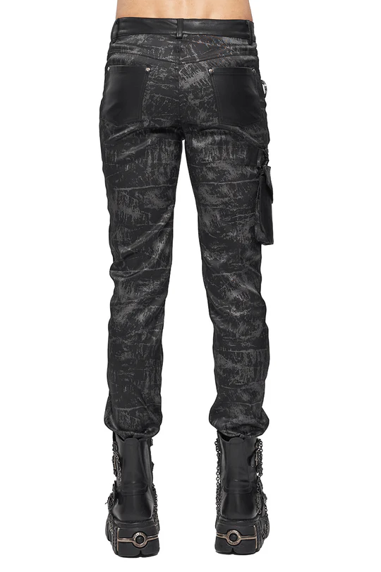 Schwarze Herren Punk Hose mit abnehmbarer Seitentasche – Devil Fashion.