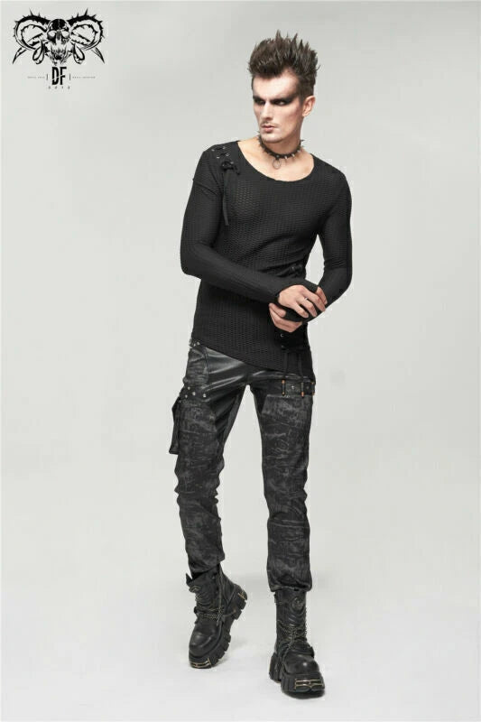Schwarze Herren Punk Hose mit abnehmbarer Seitentasche – Devil Fashion.