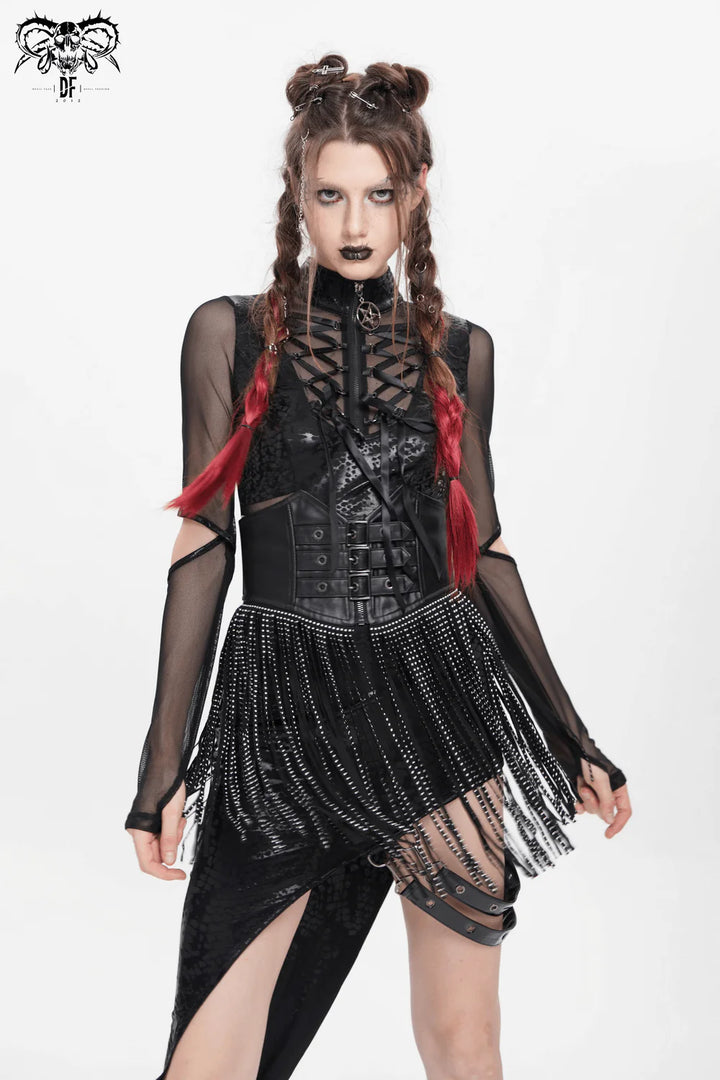 Gothic Underbust-Korsett „Eclipse Fringe Underbust“ von Devil Fashion in Schwarz