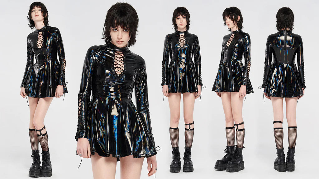 Sexy Fetish Minikleid in Lackoptik für Club und Nightlife