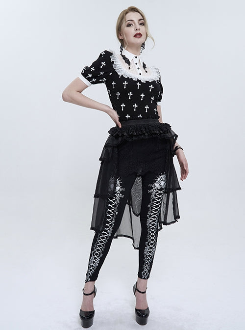 Fitted Schnitt des Gothic Blusentops mit Stretchmaterial für elegante Silhouette