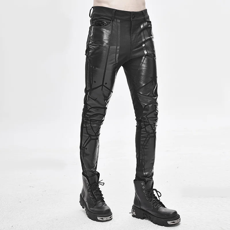 Schwarze Cyberpunk Herren Hose mit Lack-Details | Devil Fashion.