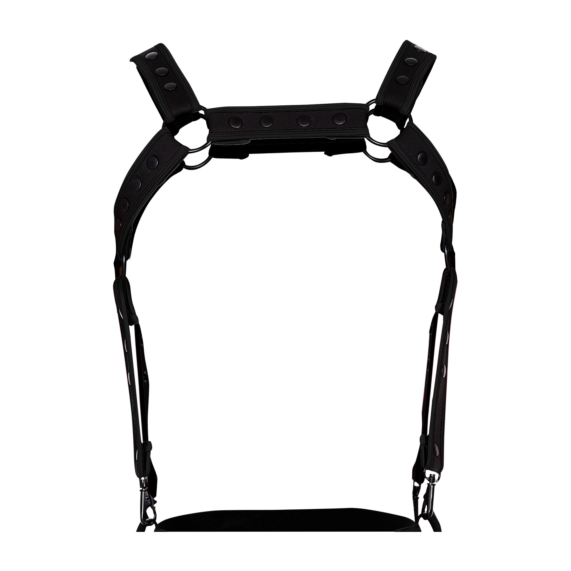 Schwarzer Neopren Harness kombiniert mit Gothic Herren Mode