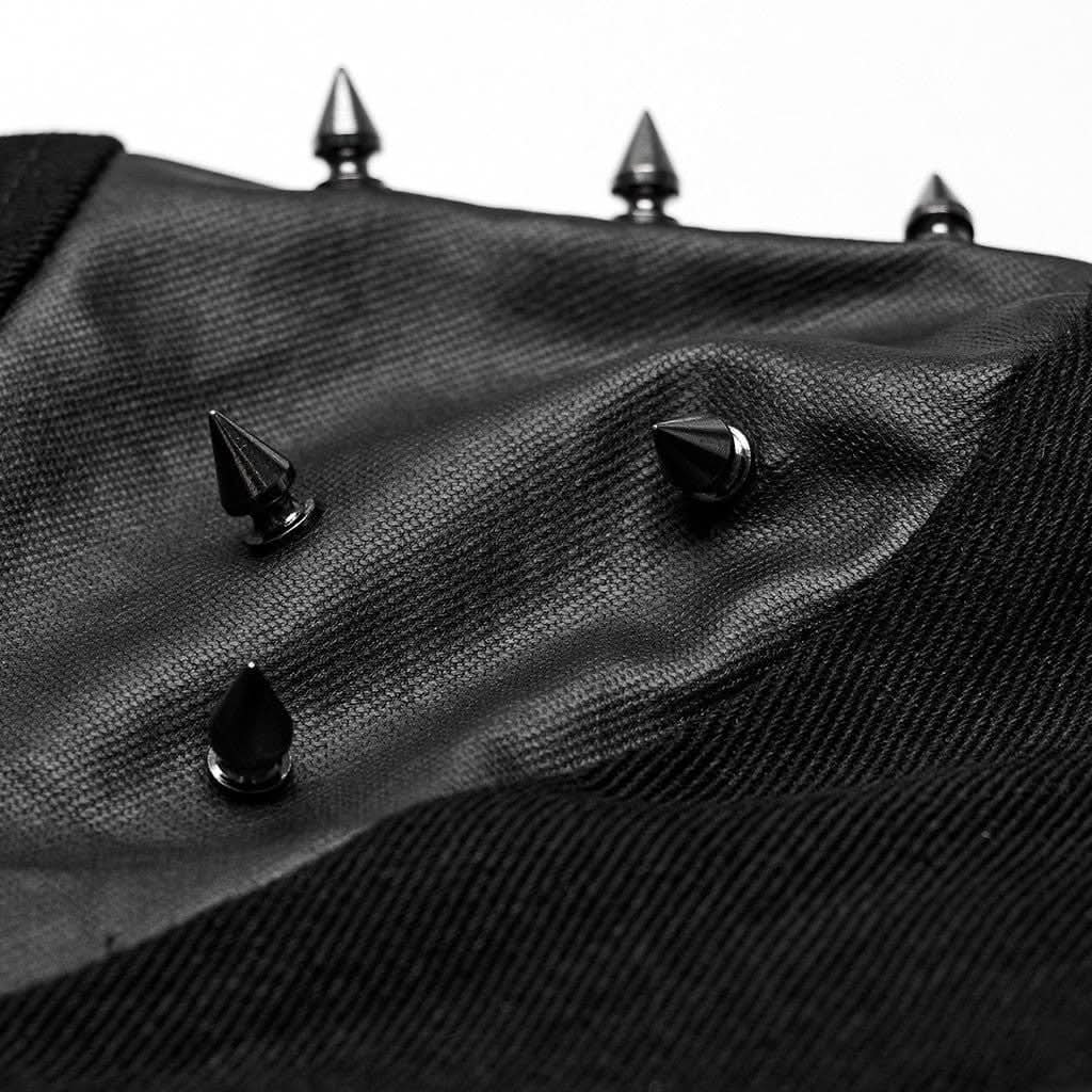 Schwarzer Bolero mit Harness-Riemen und Stehkragen für maskulinen Dark Fashion Look