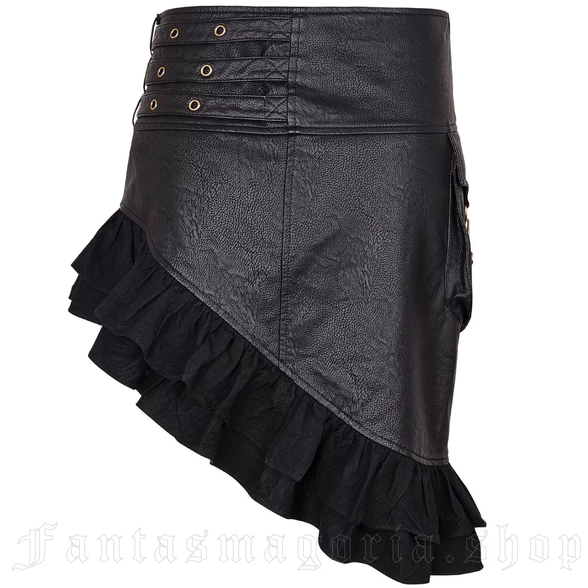 Minirock mit Tasche und Patte, Ösen-Details und Rüschen-Saum