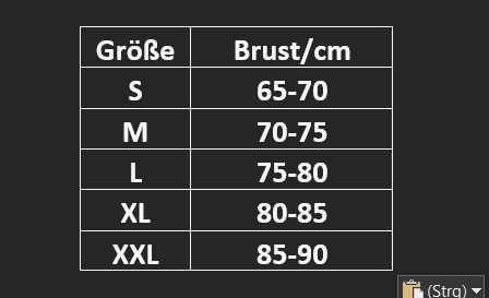 Größentabelle Damenoutfits