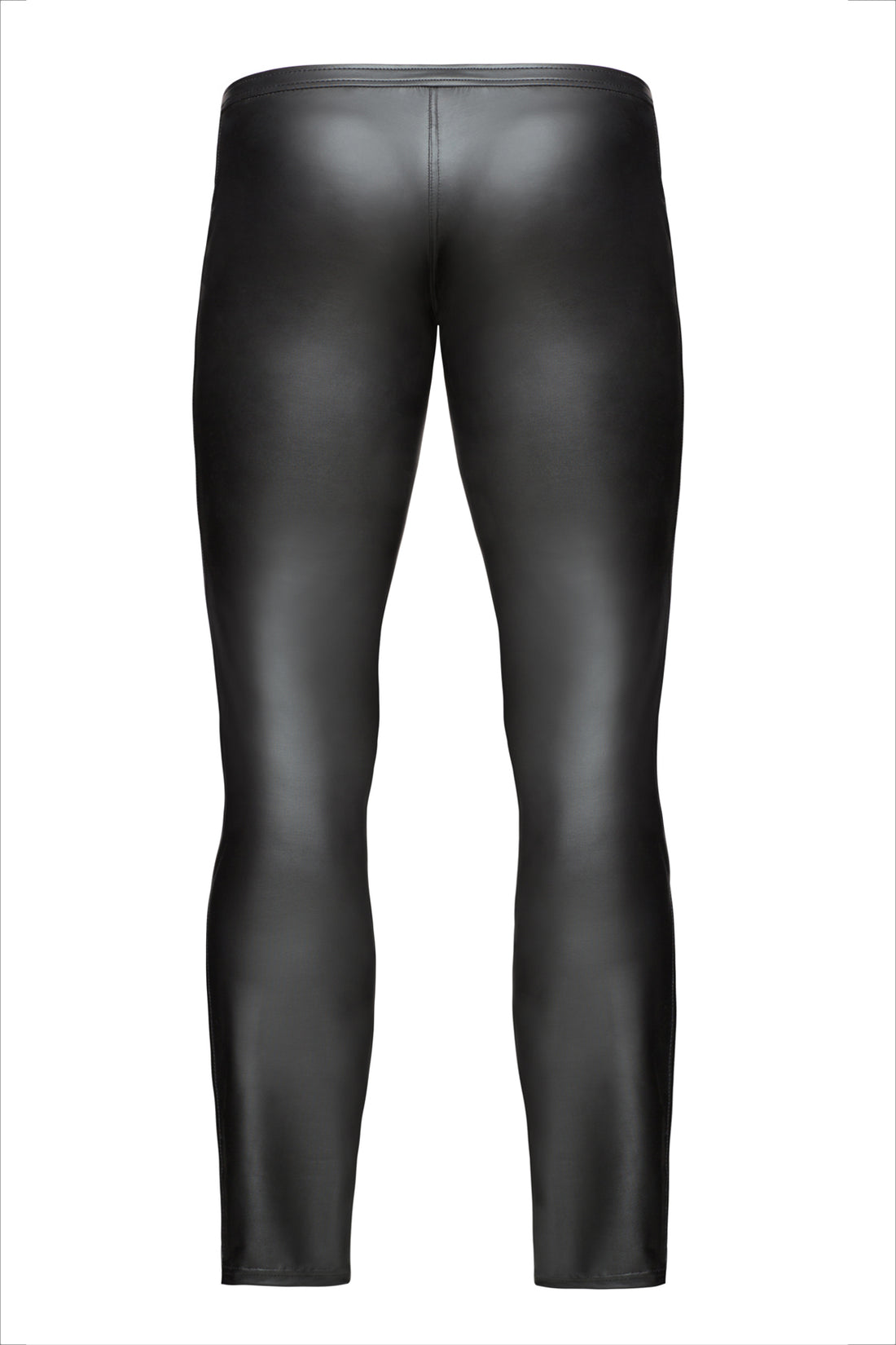 Schwarze Herren-Hose H021 Wetlook von hinten mit dekorativen Nähten