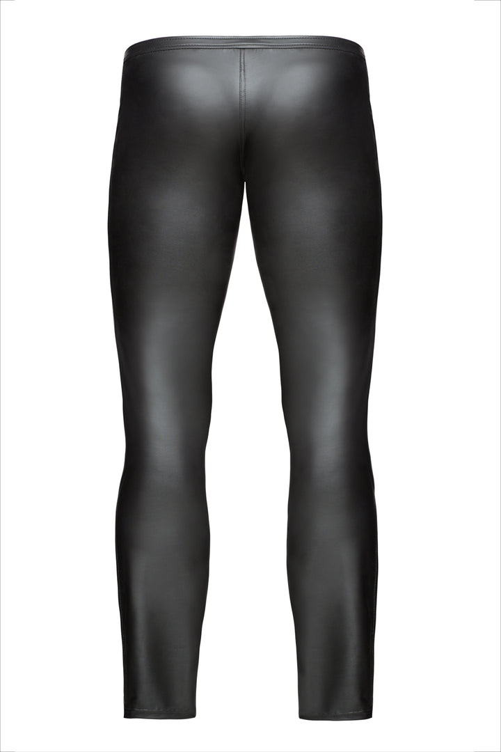 Schwarze Herren-Hose H021 Wetlook von hinten mit dekorativen Nähten