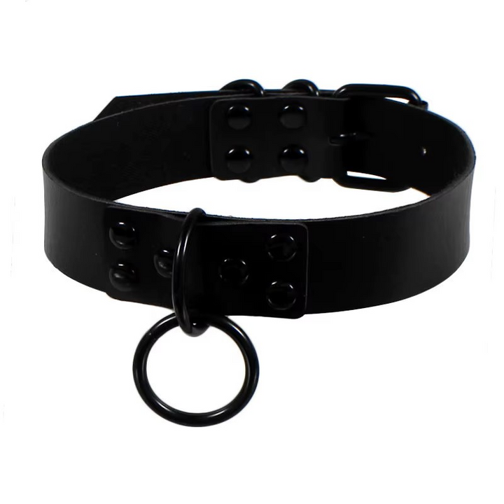 Silent Power – Schwarzes Lederhalsband mit O-Ring