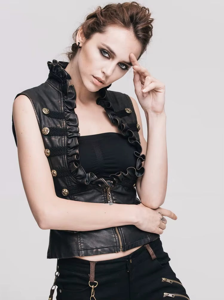 Devil Fashion Steampunk Kunstleder Weste