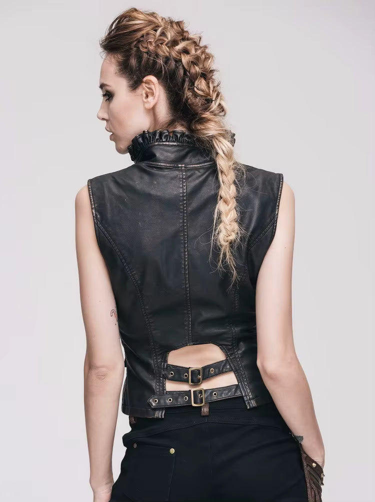 Devil Fashion Steampunk Kunstleder Weste