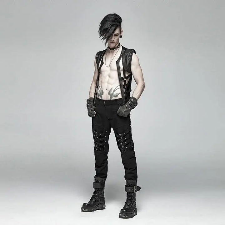 Punk Rave Weste für Herren – Skeleton Design für Club & Fetisch Outfits