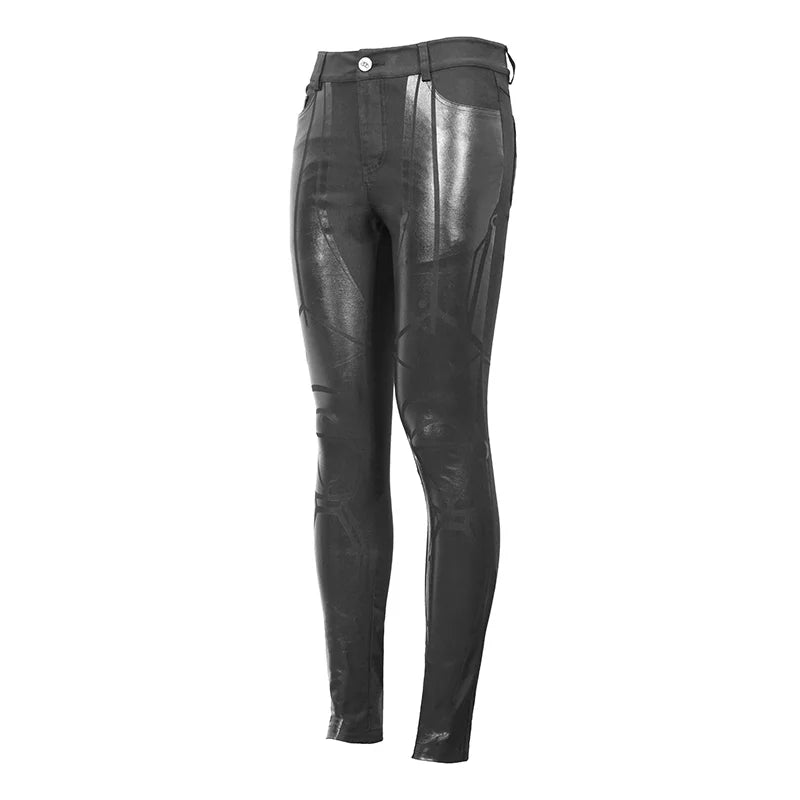 Schwarze Cyberpunk Herren Hose mit Lack-Details | Devil Fashion.