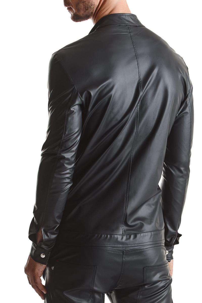 RMGiorgio001 Wetlook Fliegerjacke mit roten Nähten und Logo-Patch – Rückansicht