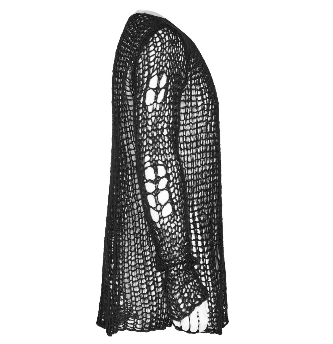 PUNK RAVE Black Ruin Sweater – Heavy Destroyed Strickpullover mit Mohair-Anteil