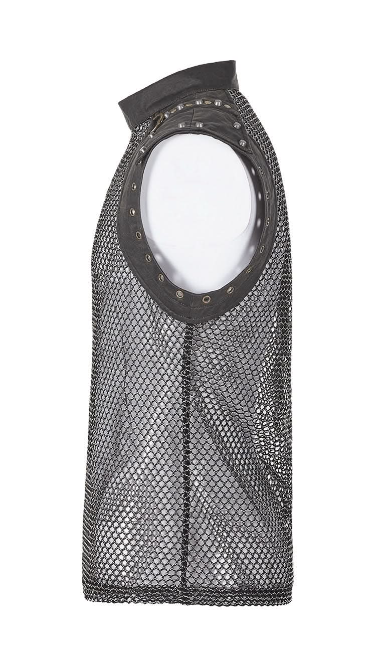 Stehkragen-Detail mit Zipper am Punk Rave Mesh Top