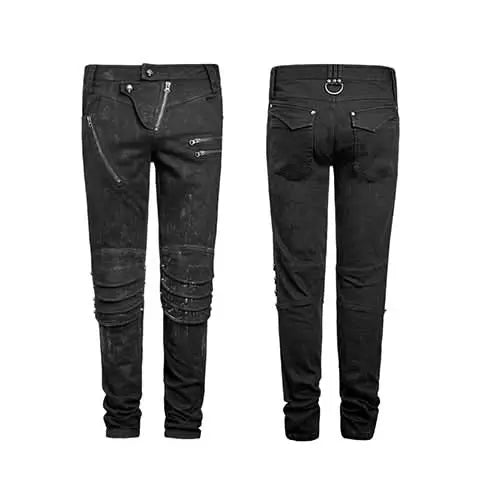 Gerippte Kniepartie mit Nieten-Details in Nahaufnahme