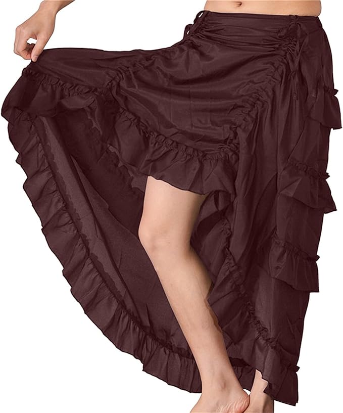 Detail der elastischen Taille des braunen Kobine Steampunk High-Low-Rocks