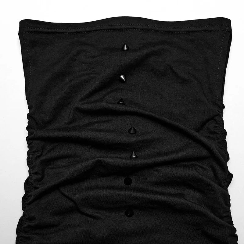 Punk Rave Herren Longsleeve mit hohen Kragen & Killernieten – Gothic Shirt Schwarz.