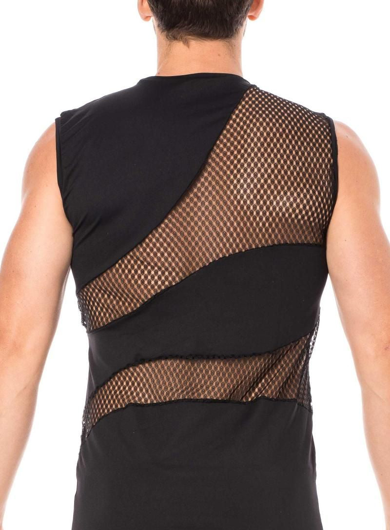 Styling-Inspiration: Herren Clubwear Tanktop in Schwarz, kombiniert mit Wetlook Pants