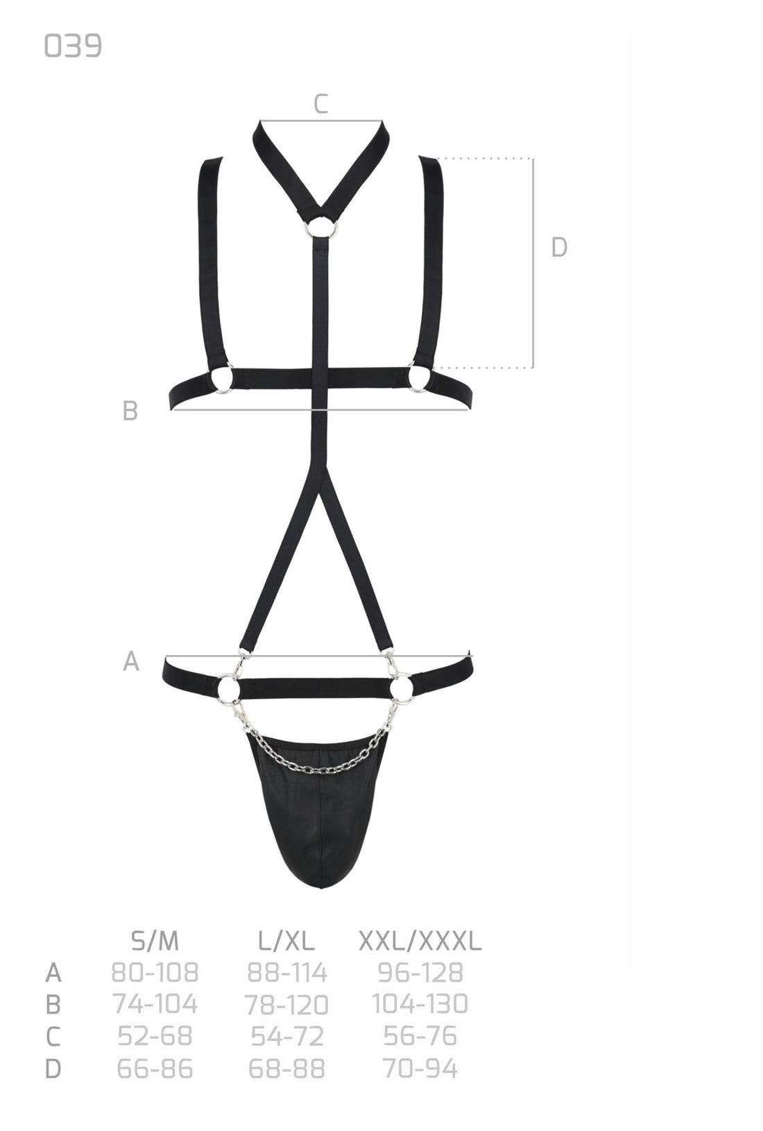 schwarzes Harness Set 039 - 2XL/3XL-6