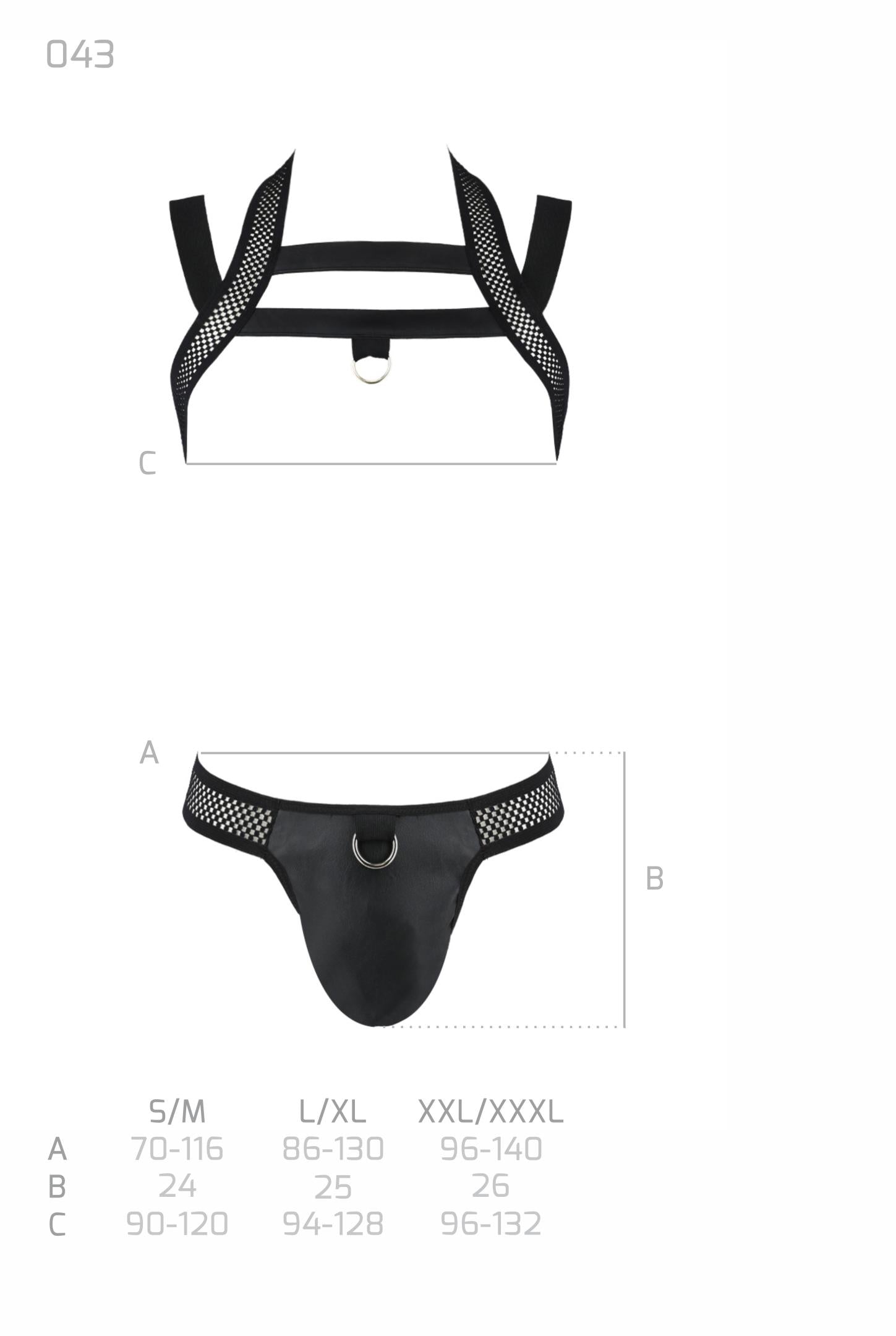 schwarzes Harness Set 043 - 2XL/3XL
