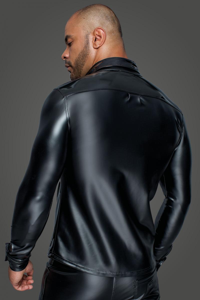 Langärmliges Powerwetlook & PVC Shirt H064 - 2XL-1