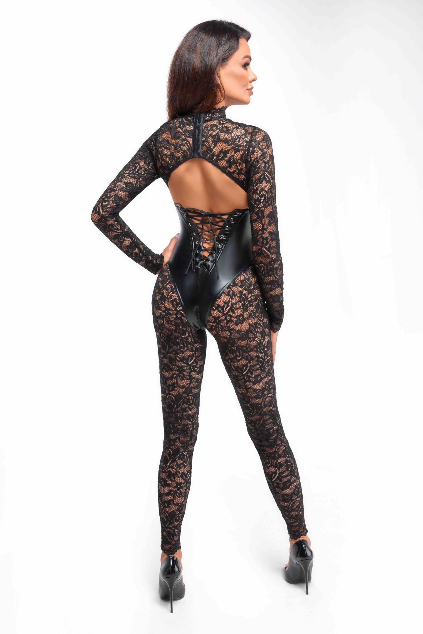 F299 Bodystocking mit Unterbrust-Corsage - 3XL