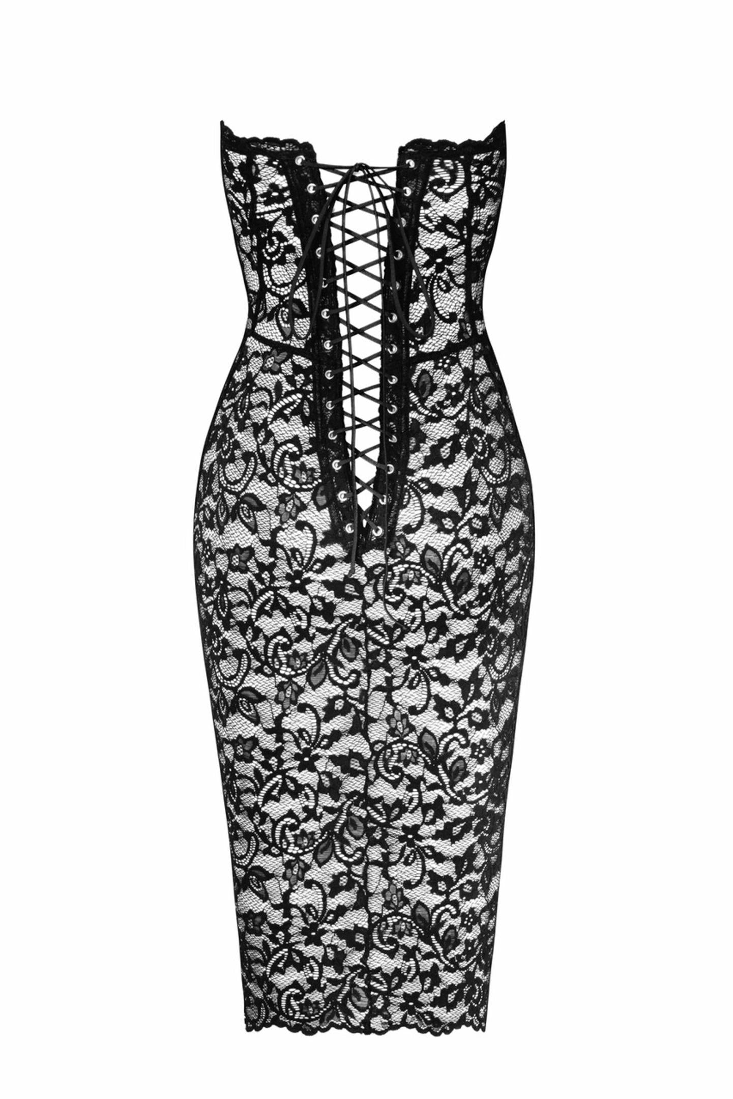F301 halblanges Corsagen-Kleid aus Spitze - 3XL