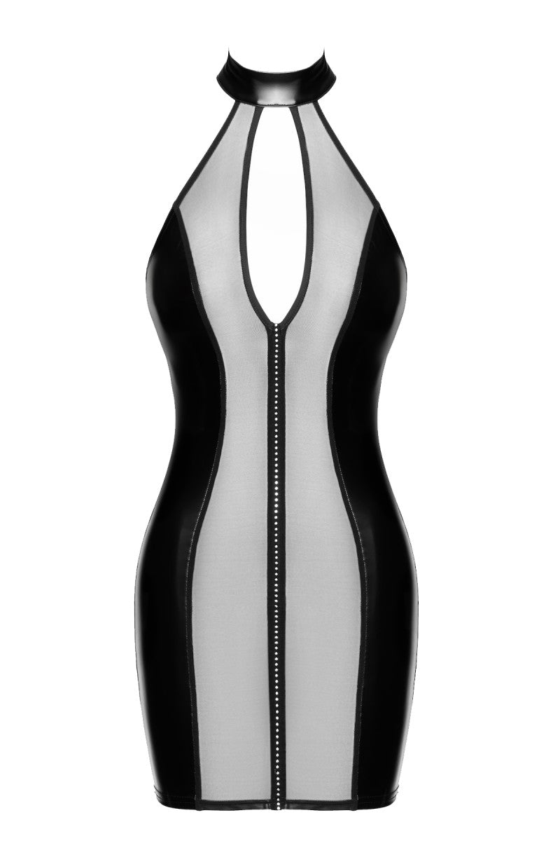 F370 Luxuria Crystal Sheer Minikleid - 3XL