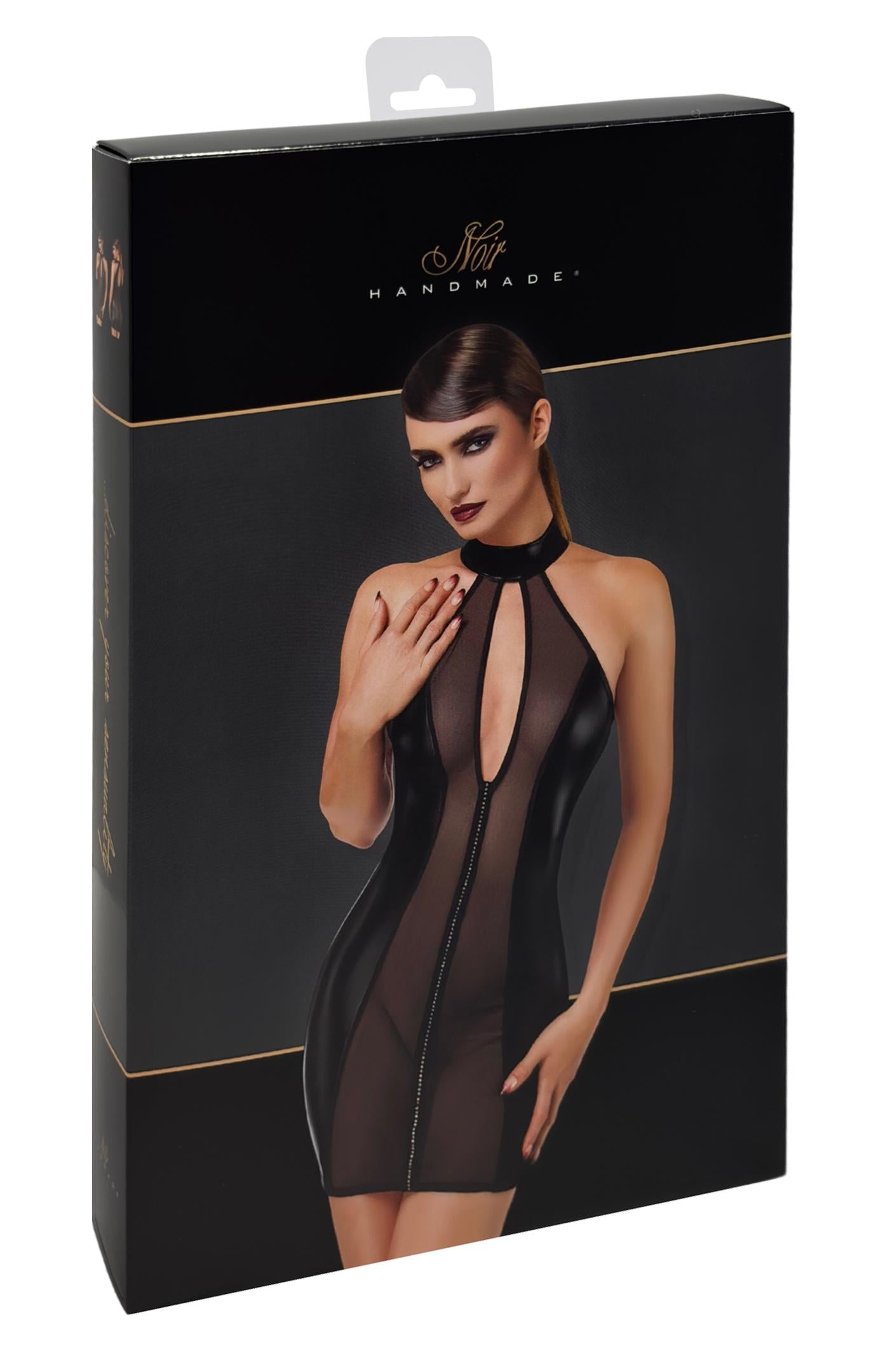 F370 Luxuria Crystal Sheer Minikleid - 3XL