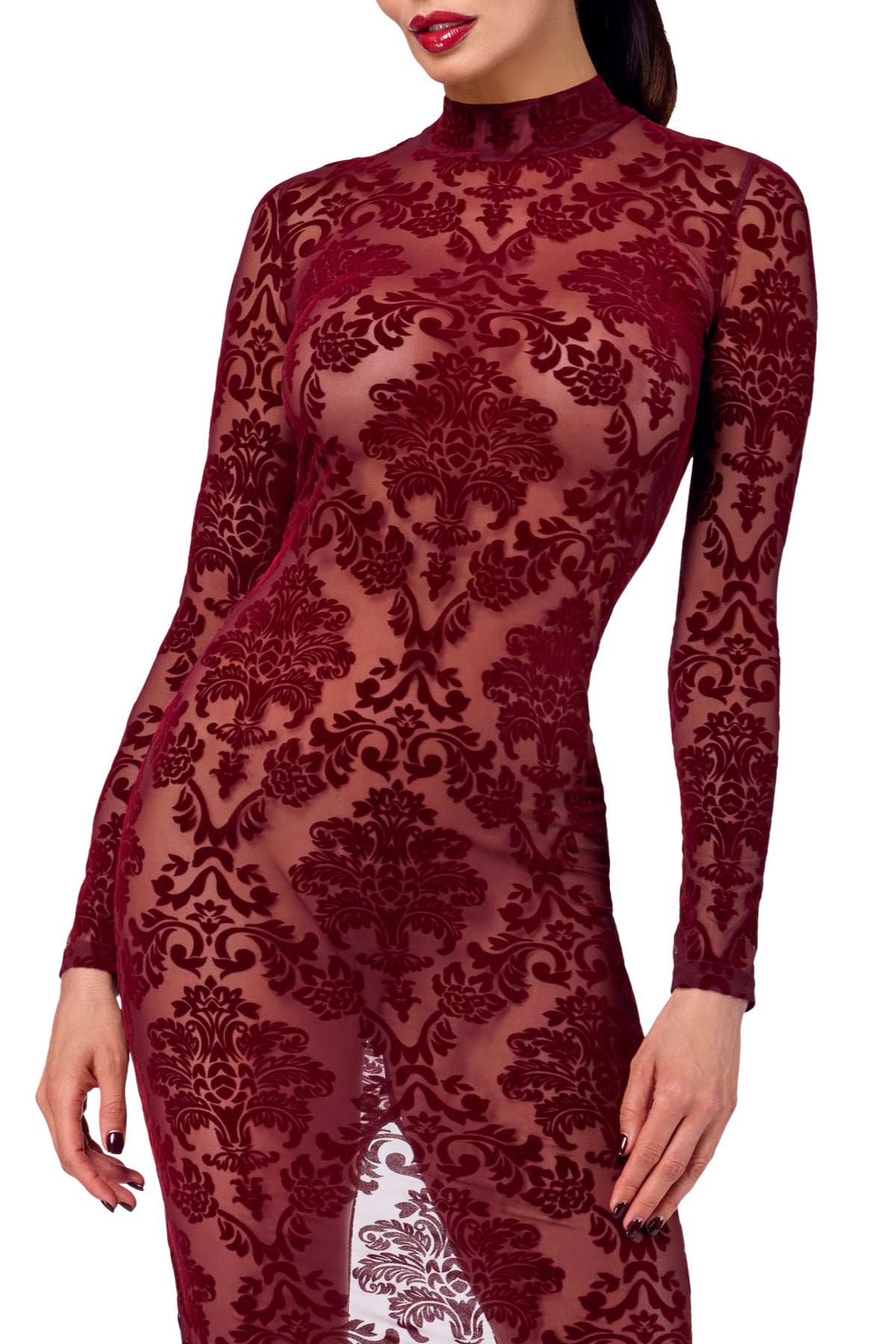 F383 Langes Flockkleid Kink Royal - 3XL-5