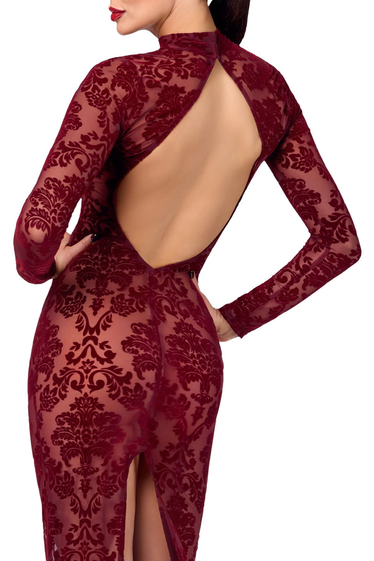 F383 Langes Flockkleid Kink Royal - 3XL-6