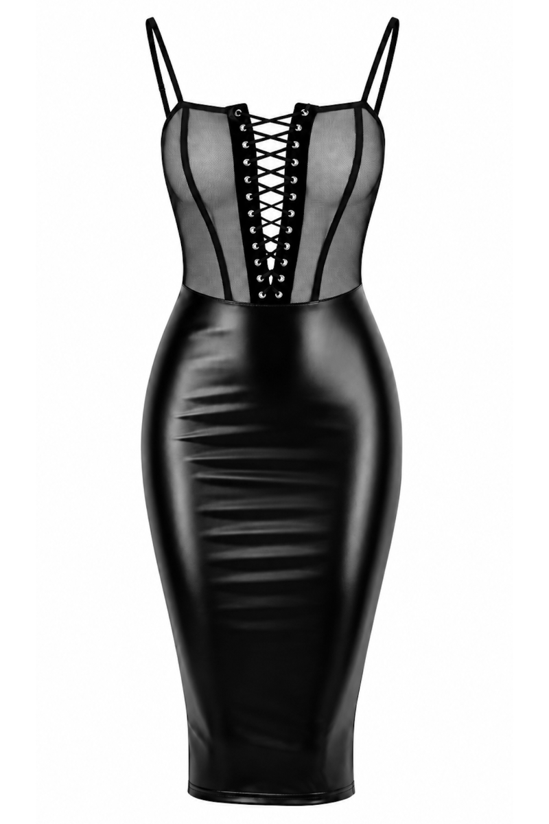 F408 Do Not Disturb Lace-Up Midi Kleid - 3XL