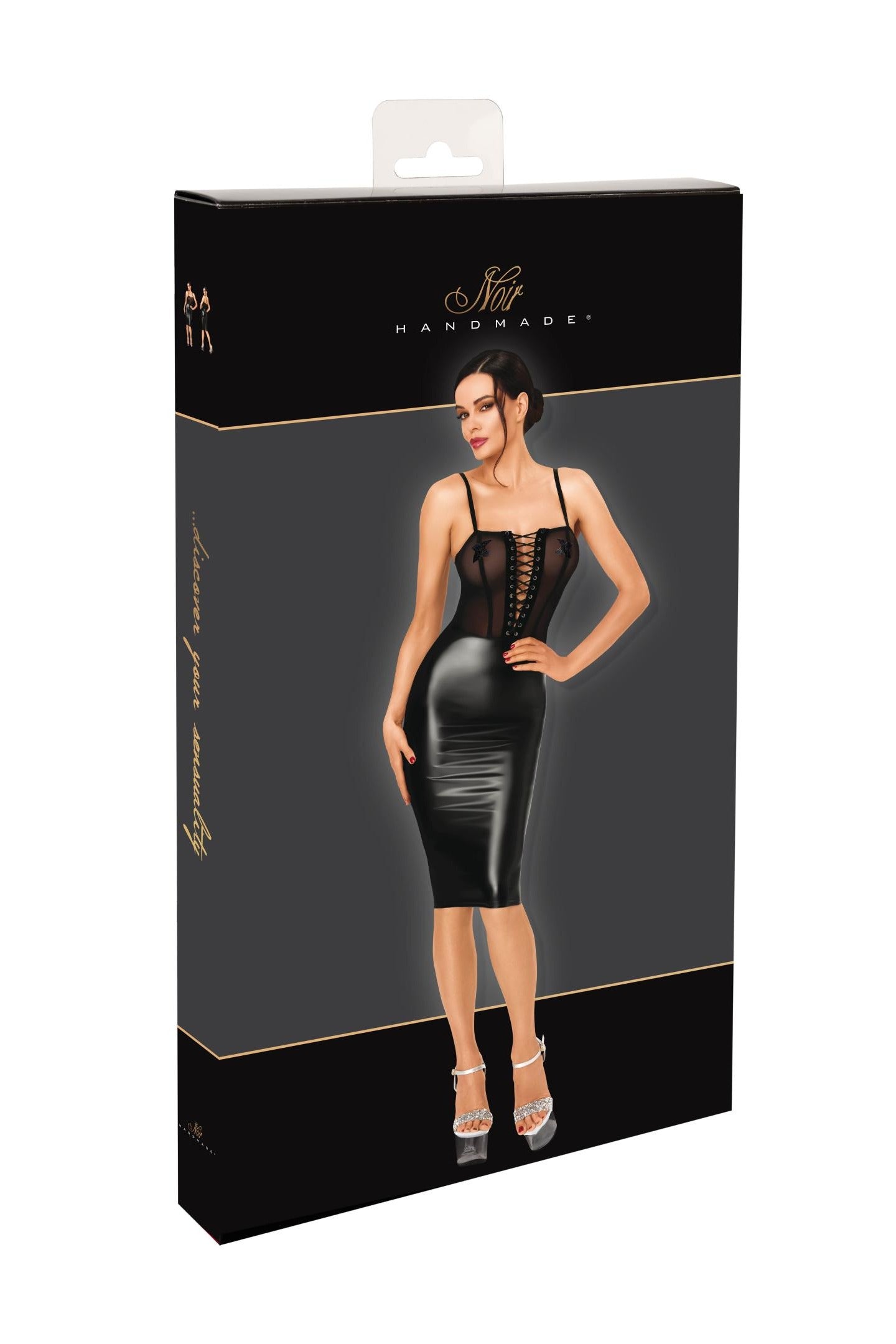 F408 Do Not Disturb Lace-Up Midi Kleid - 3XL