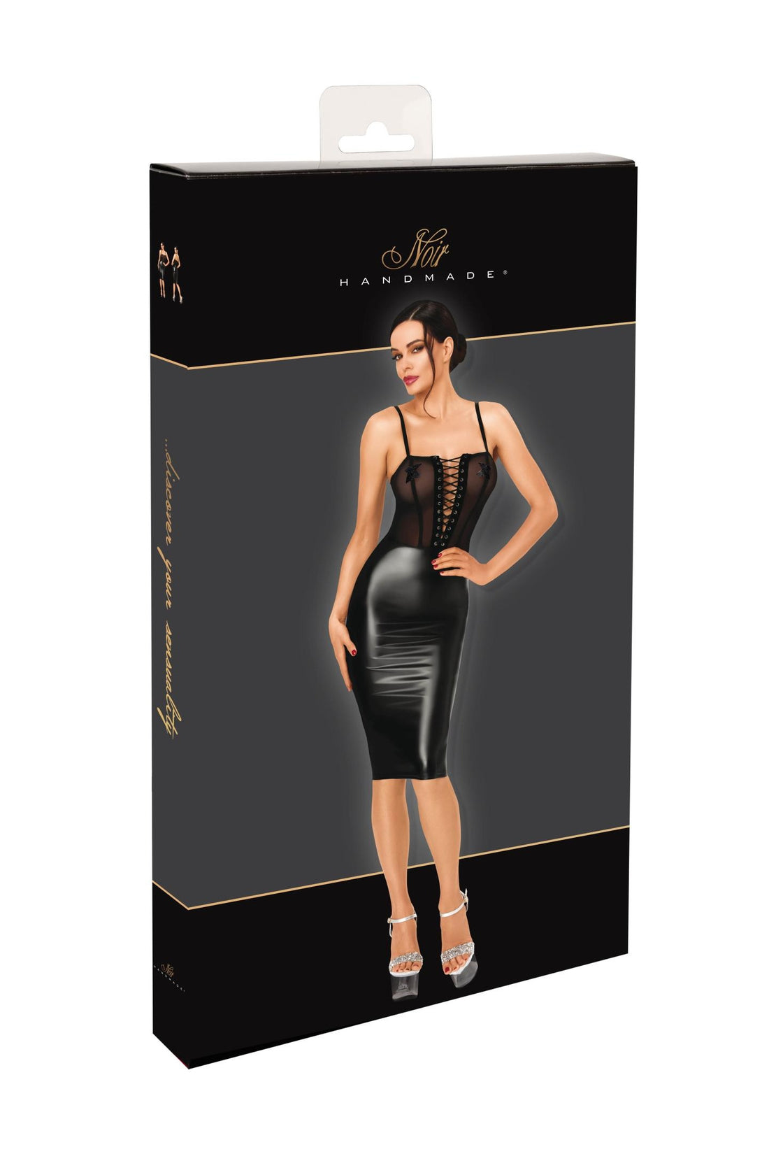 F408 Do Not Disturb Lace-Up Midi Kleid - 3XL