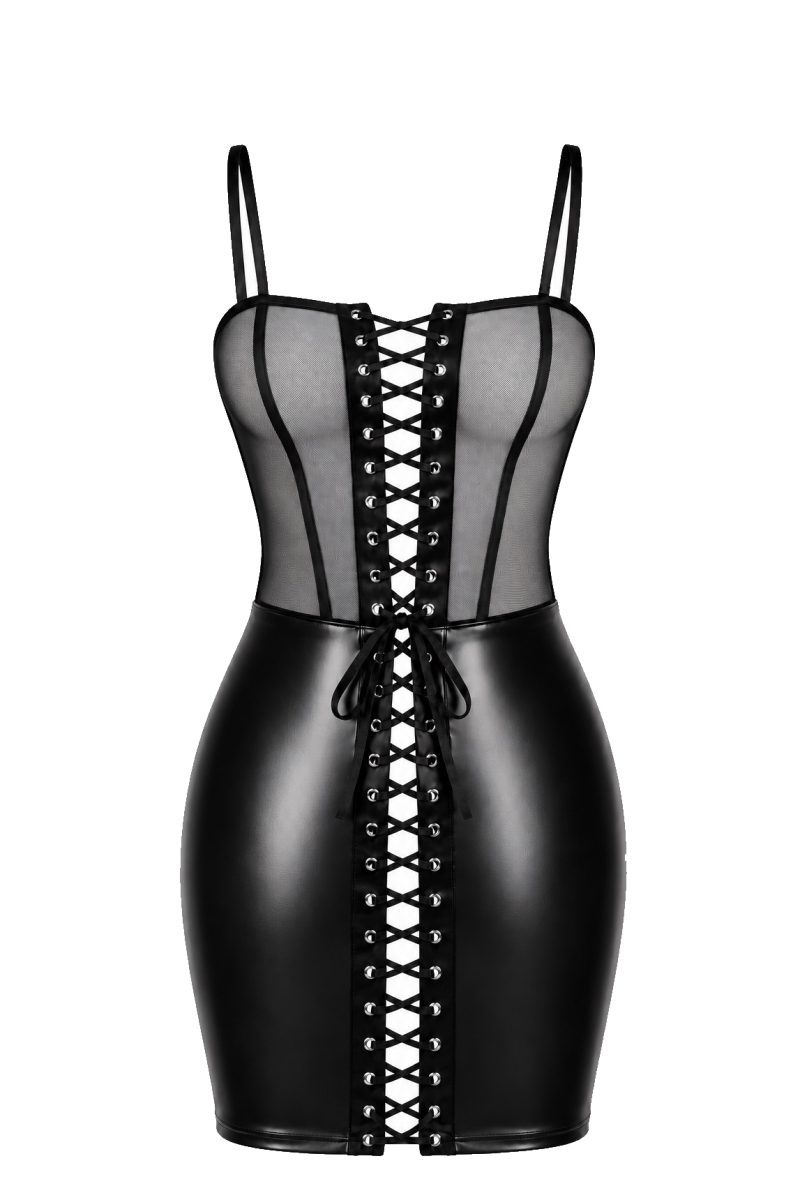 F409 Do Not Disturb Lace-Up Mini Kleid - 3XL