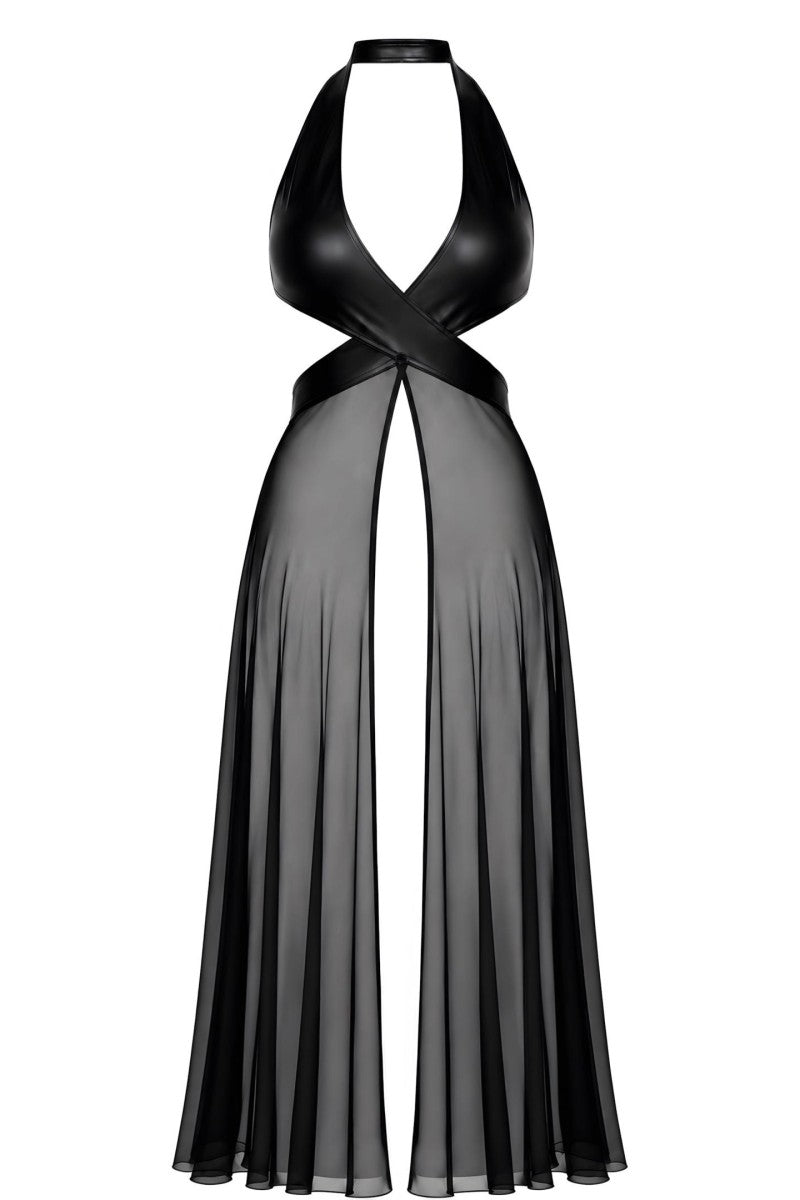 F412 Do not Disturb Crossover Halter Maxi Kleid - 3XL