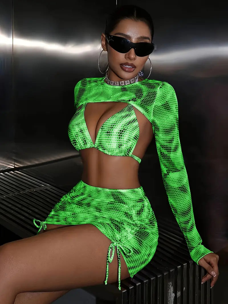 4-teiligen Neon-Schlangen-Sets mit figurbetontem Schnitt