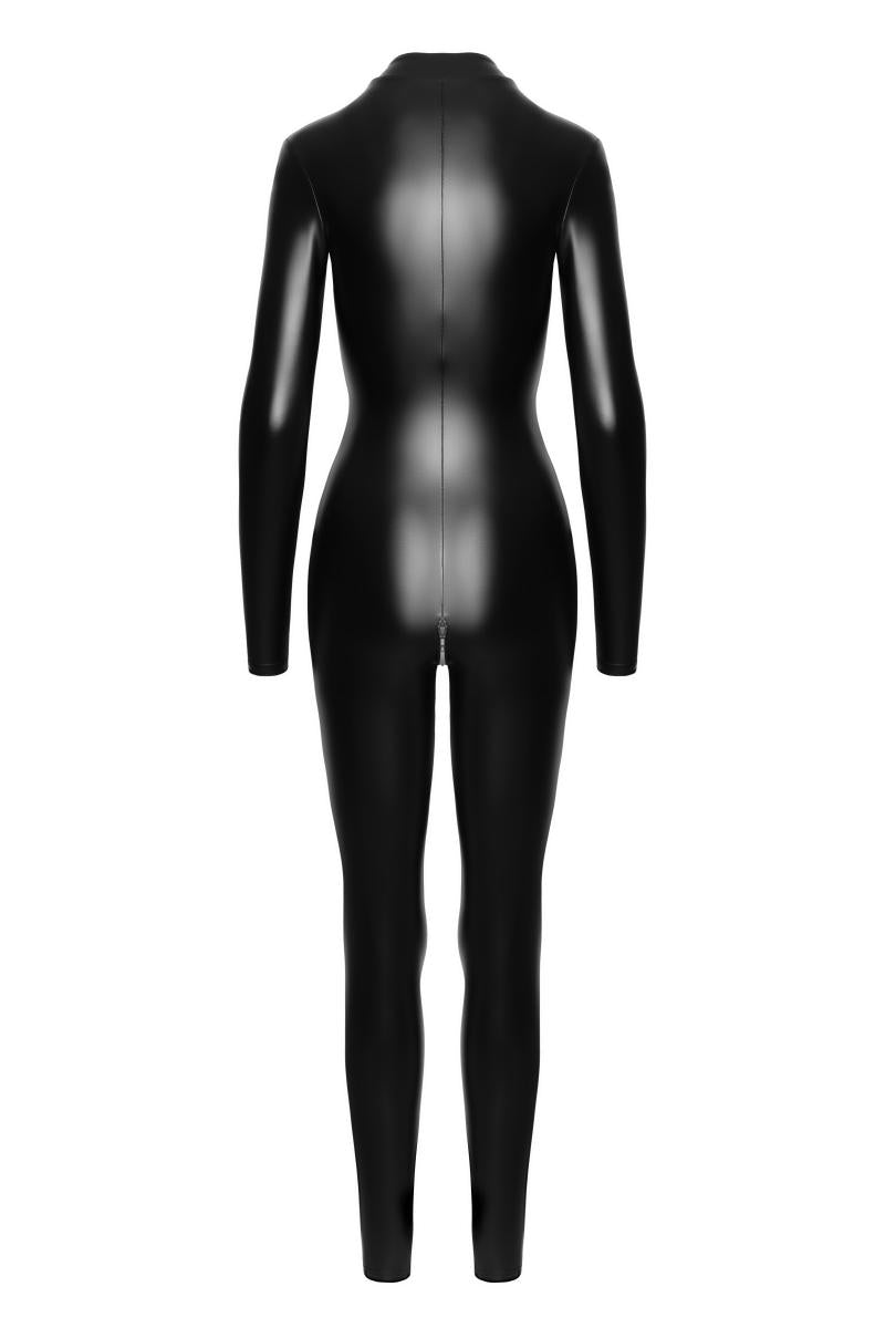 Noir Handmade Powerwetlook Catsuit mit Frontreißverschluss F293.