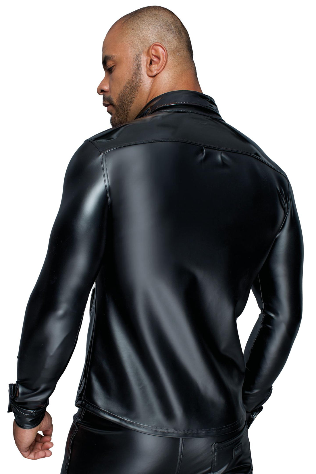Noir Handmade Herrenhemd H064 – Powerwetlook trifft Lack-Glanz.