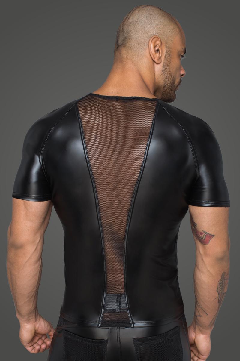 Kinky Herren T-Shirt mit Wetlook & transparentem Netz-Einsatz hinten