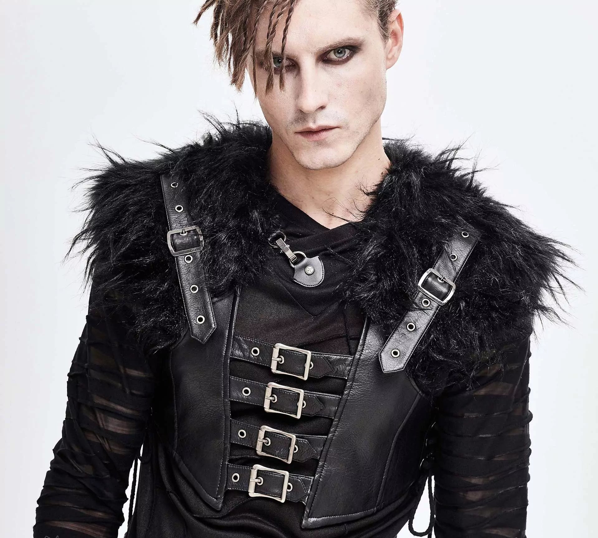 LARP Lederweste „Beowulf“ mit Fellimitat – Nordischer Krieger Look für Mittelalter & Postapokalypse.