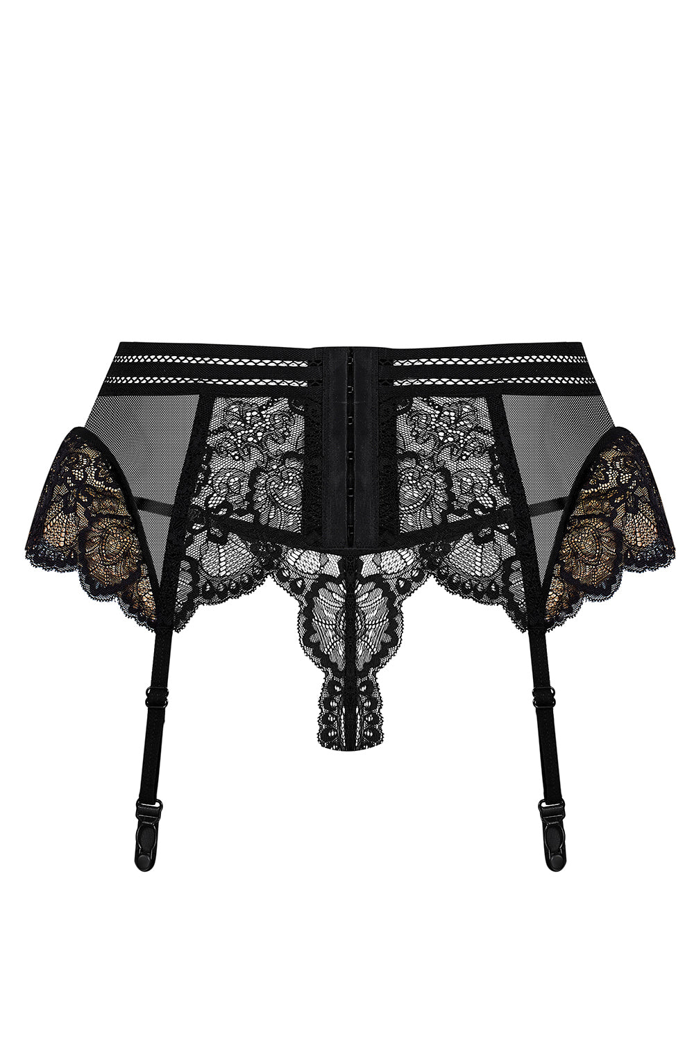 853-GAR-1 Strumpfhaltergürtel + T-String schwarz - L/XL