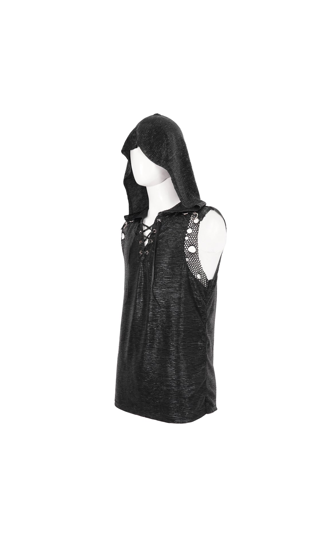 Devil Fashion Ridley Tank Top - Men's Gothic Hoodie with Lacing & Mesh