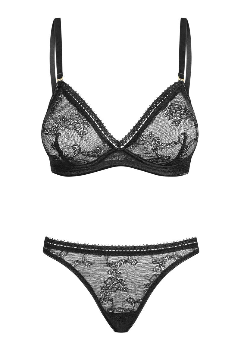 030418 Set of plunge underwired bra and thong - XL (Bra 75E/80D & Panties 42)