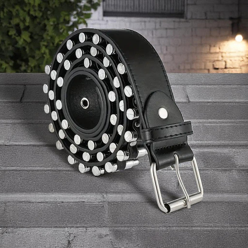 Punk-Patronengürtel „Rebel Ammo“ – Schwarz, mit Eisen-Schnalle & Bullet-Details | mySecretKey