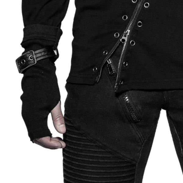 Industrial Goth Herren Shirt Jacke mit Zipper & Armstulpen.