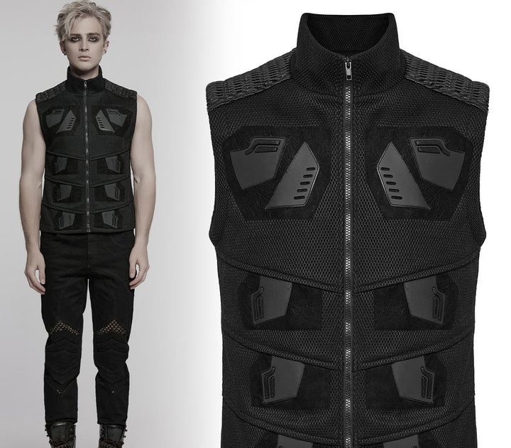 Punk Rave Cyberpunk Weste kombiniert mit Kunstlederhose und Boots im Dark Punk Style