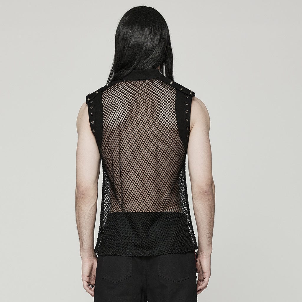 Detailaufnahme: Mesh-Material, Denim-Schultern, Nieten und D-Ringe des Firestarter Tank Tops